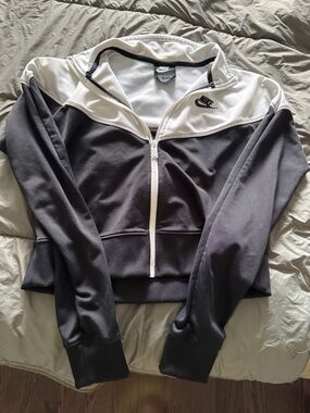 Nike Black & White Paneled Full-Zip Track Jacket